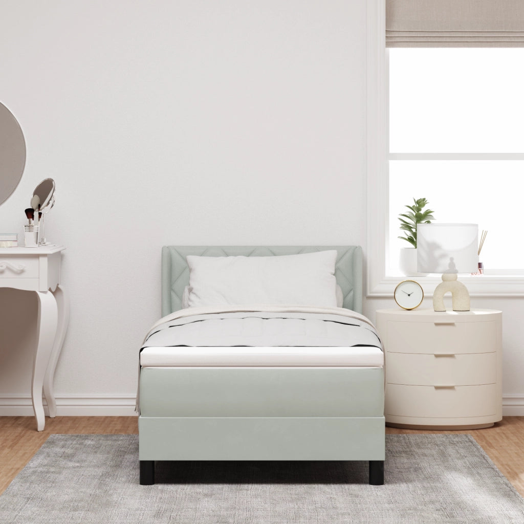 Letto con Box Spring e Materasso  Grigio Chiaro 100x200 cm Velluto