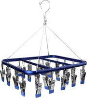 Rack di asciugatura per calze con ganci in alluminio, ganci impermeabili per calze, mutande, inserti per scarpe, abbigliamento per bambini, guanti (Blu)