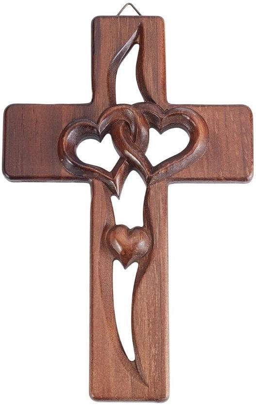 Decorazione per Parete a Forma di Cuore con Incisione - Decorazione per Parete in Legno Naturale - Koffie - 160 mm di Larghezza - 250 mm di Lunghezza