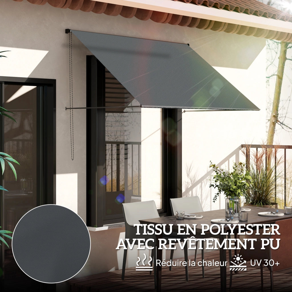 Tenda da sole retrattile manuale ¨C Xylo ¨C Alluminio e poliestere grigio scuro 195x120 cm