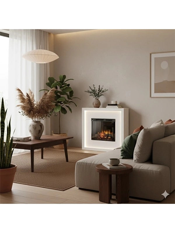 Caminetto Elettrico da pavimento A Libera Installazione A LED - Bianco opaco LITOS 28'
