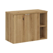 Set bagno sospeso VANO finitura quercia 80cm: mobile sotto lavabo con armadietti + nicchie a vista + piano per lavabo