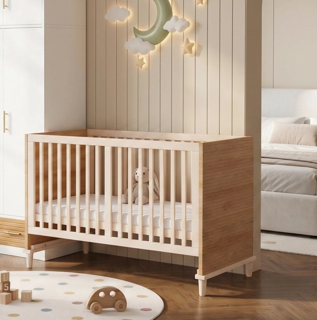 Lettino per bambini in legno con rete regolabile a 5 altezze