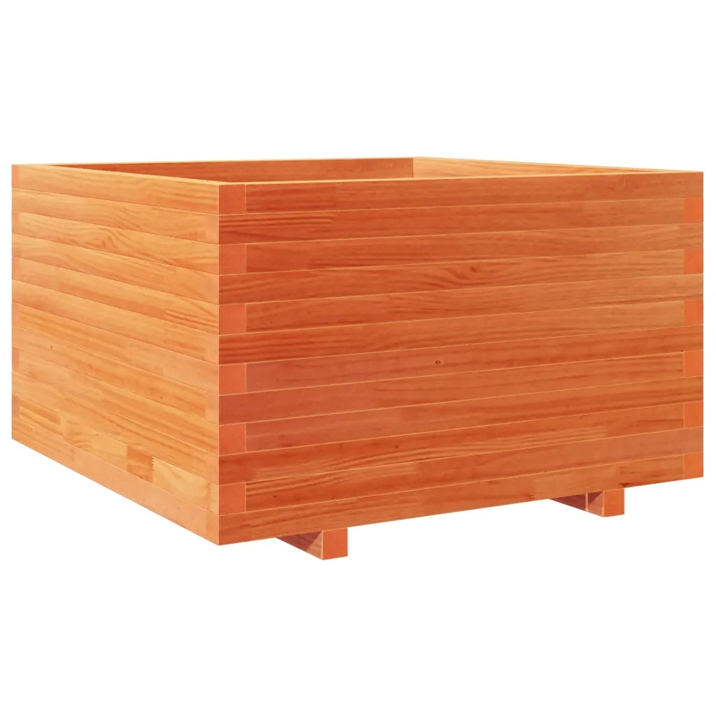 Fioriera | Cassetta per fiori | Vaso Giardino Marrone Cera 80x80x49,5cm Legno Massello Pino