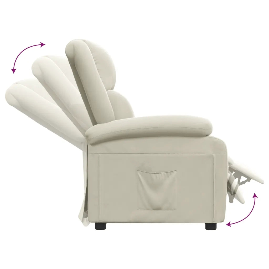 Poltrona Reclinabile Crema in Velluto