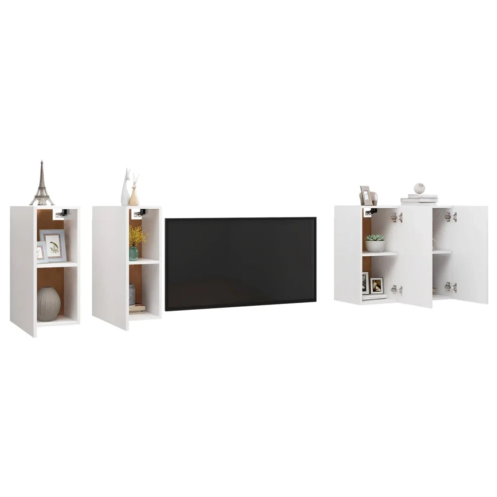 Mobili TV 4 pz Bianchi 30,5x30x60 cm in Truciolato cod mxl 33894