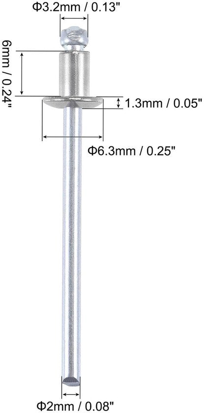 100 pezzi di viti a coda di rondine in acciaio inox, 3,2 mm x 6 mm per connessioni metalliche