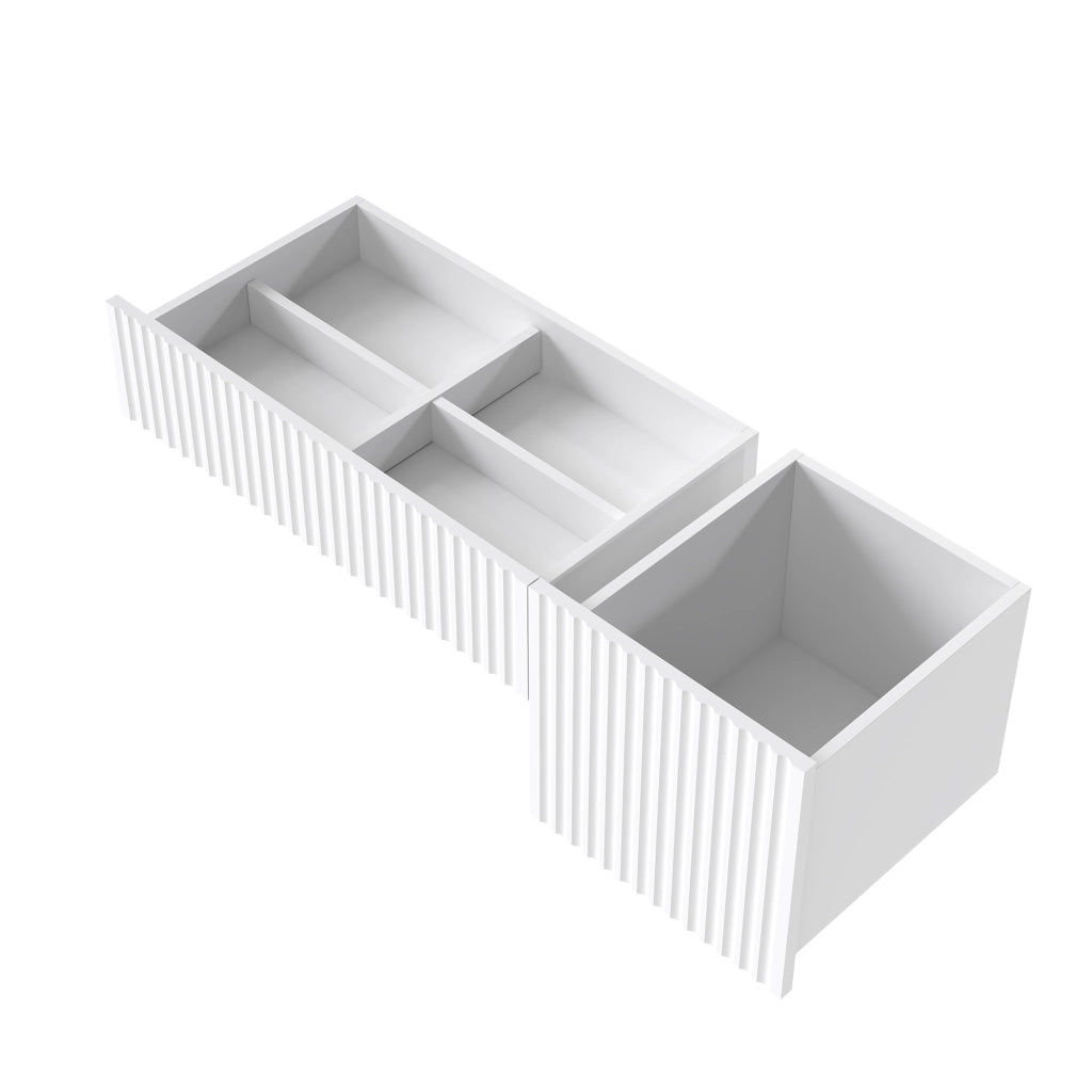 SCHMINKTISCH con specchio curvo, 2 cassetti, MDF bianco