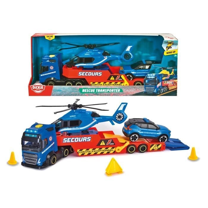 Dickie - Camion da trasporto da 40 cm + Elicottero + Veicolo della Gendarmeria - A partire da 3 anni