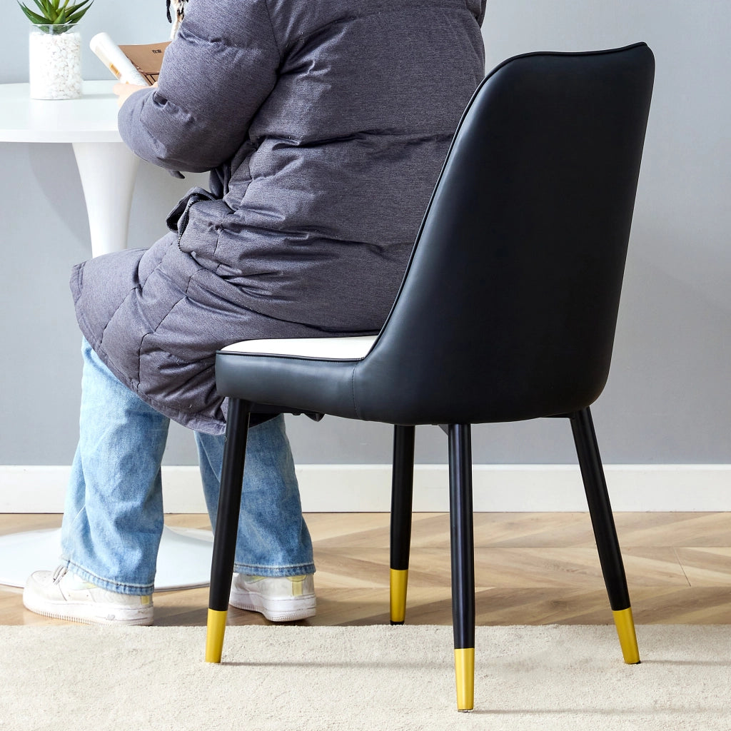 SEDIA DA PRANZO Set da 2 pezzi in PU bianco/nero con gambe in metallo