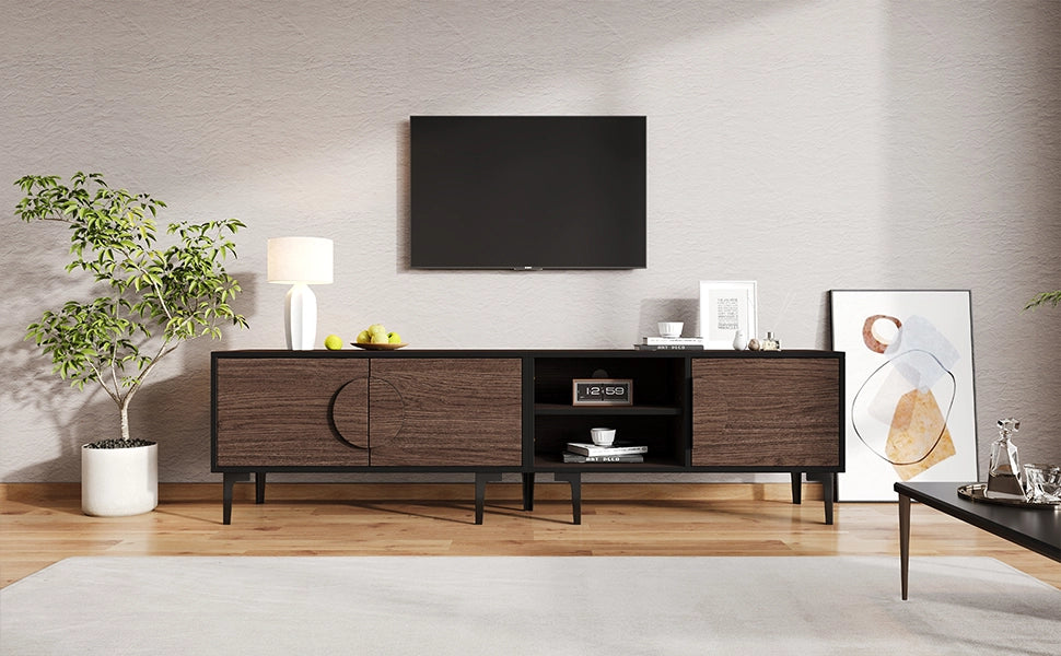 Lowboard TV 180 cm colore noce scuro in truciolare