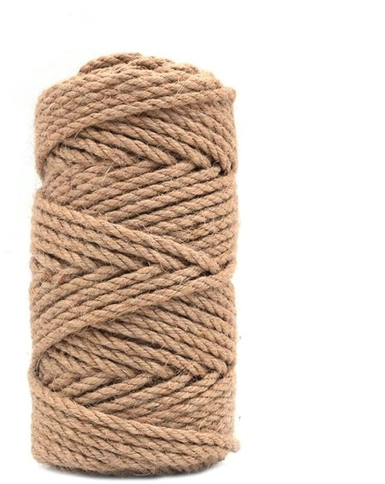 Tessuto di Juta 5mm di Spessore - 50 Metri di Lunghezza di Rotolo - Corda Naturale Forte - Biologico Decomponibile - Per Giardino/Decorazione/Ludoteca