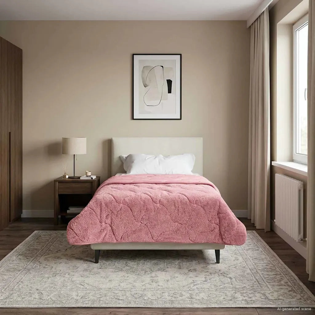 Duvet Estivo Rosa 140 x 220 cm Microfibra e Fleece Teddy 42026194