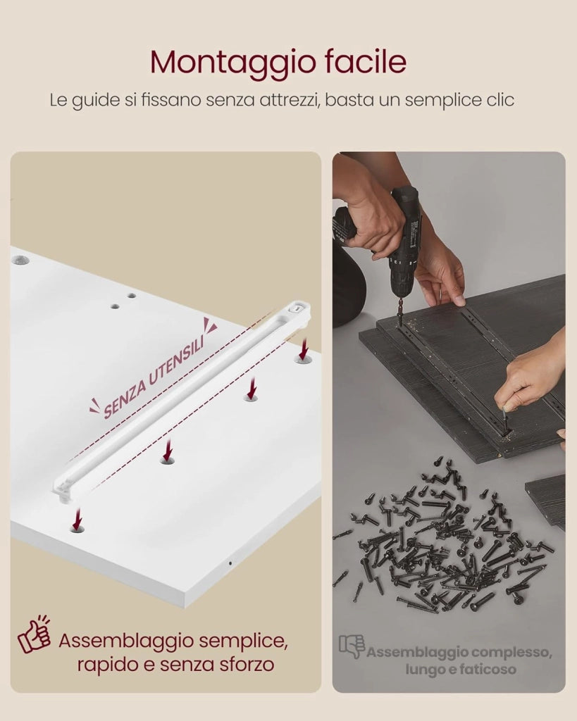 VASAGLE 100 cm di Altezza Mobile Bagno, Mobiletto Bagno con Multipresa, 3 Cassetti, 1 Anta, 2 Ripiani Regolabili, Armadietto per Sala da Pranzo, Cucina, Soggiorno, Bianco Nuvola BBC775W03