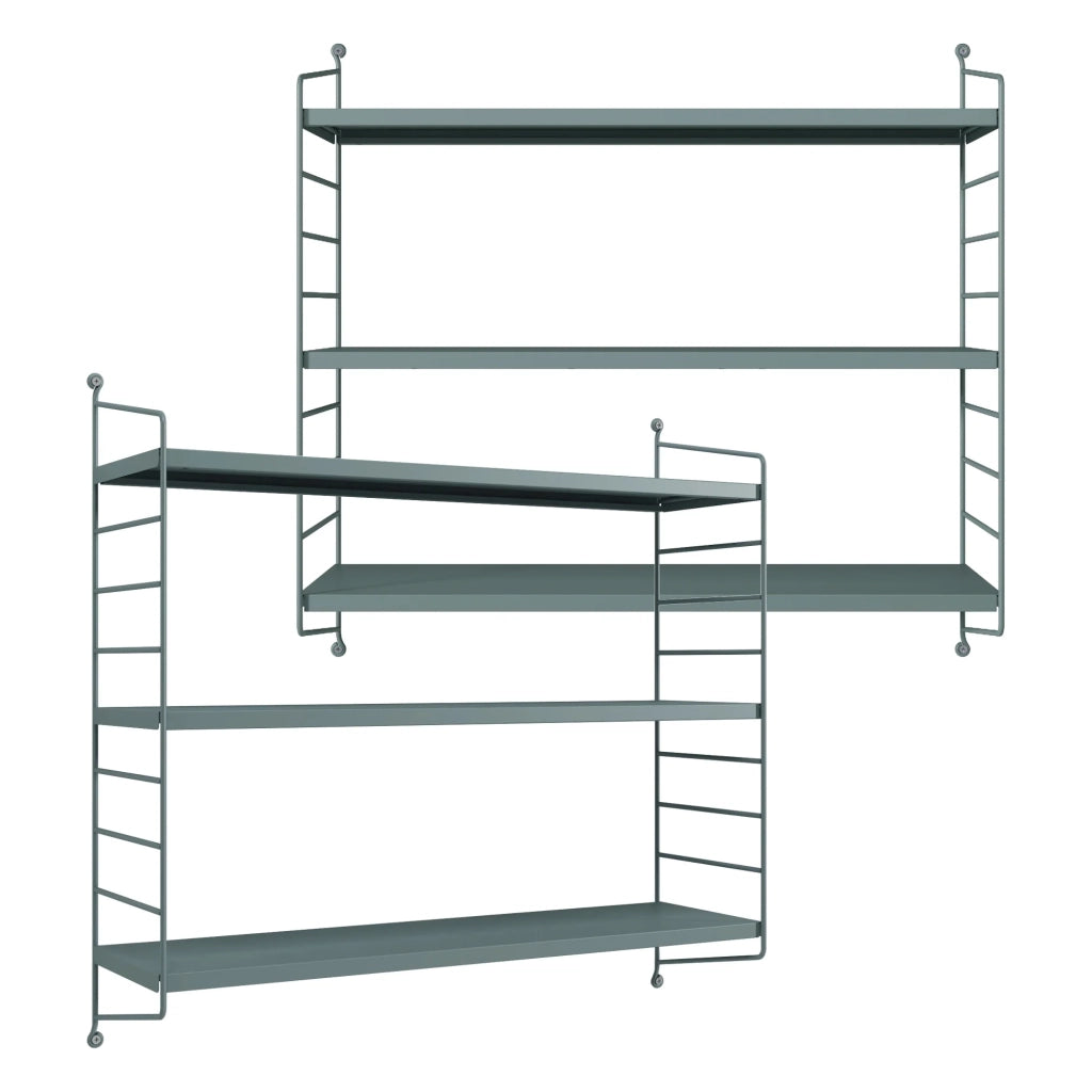 Set di 2 mensole da parete moderno mobile contenitore acciaio 50 x 60 x 15 cm grigio blu 03_0009745