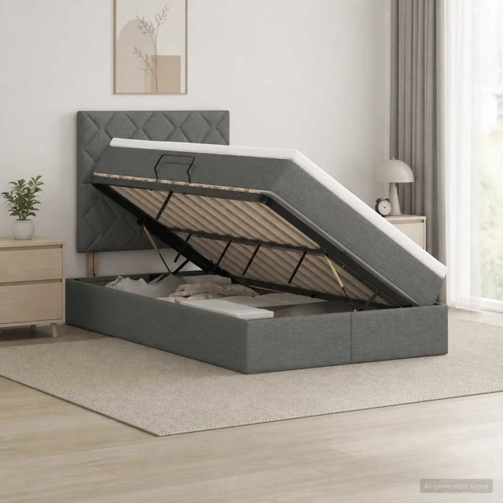 Letto con contenitore LED e materasso Grigio Scuro 120 x 200 cm 3460000