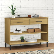 Mobile Consolle Gambe Metallo Marrone Legno Massello Pino OSLO 351003