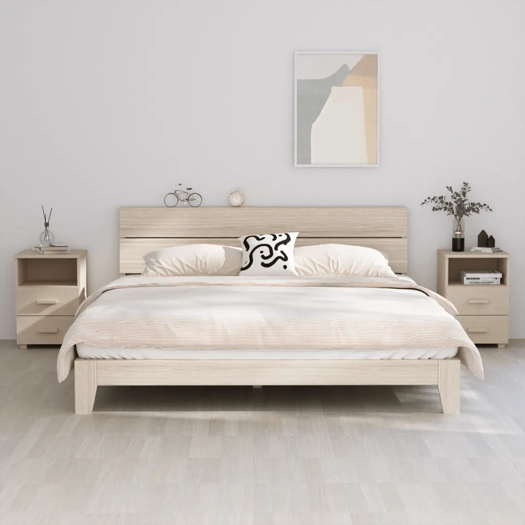 Set di 2 Comodini | Armadio da Notte | Mobiletto da notte HAMAR ambra 40x35x62 cm Legno Massello di Pino