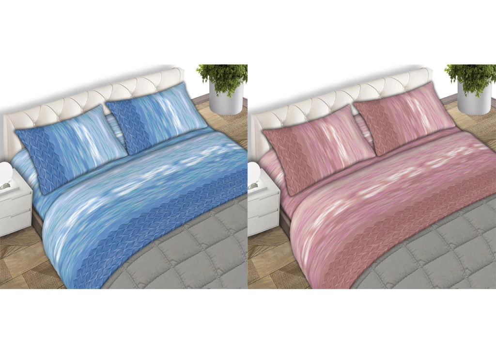 Completo Lenzuola Letto Matrimoniale 100% Cotone Made Italy Dis. Swing CN - 2 Piazze - Rosa Antico