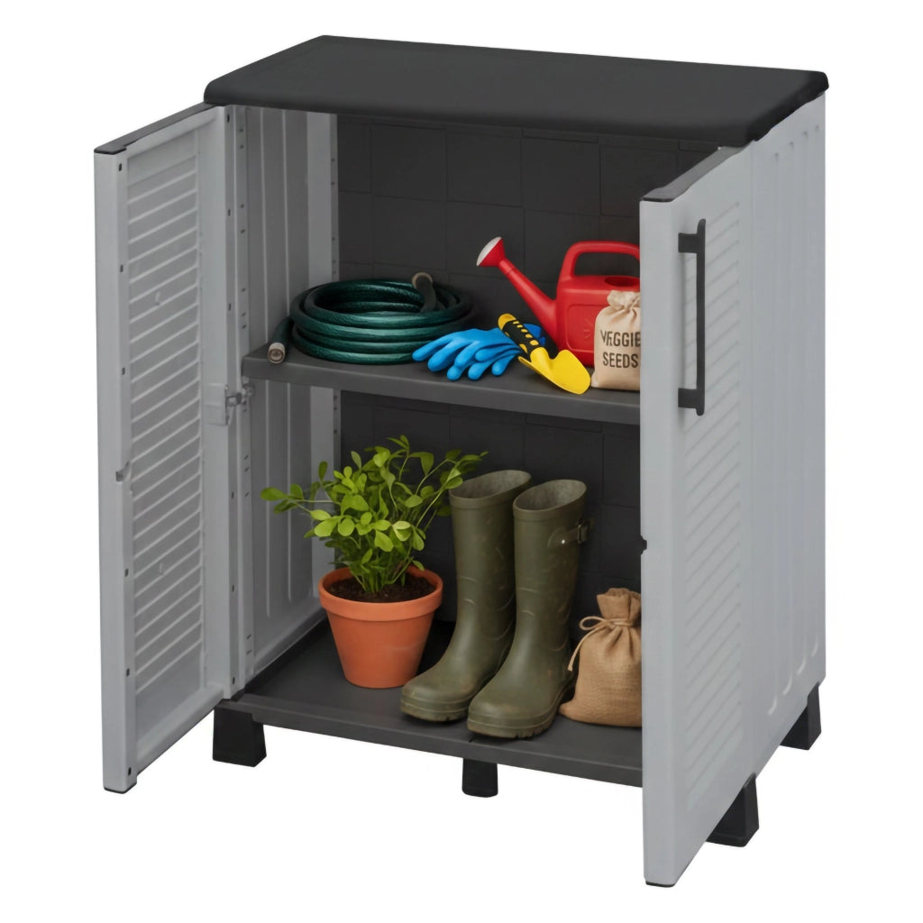 Mobile da Giardino Anthony, Armadio da Esterno un Ripiano Made in Italy, 68x37x90h cm Grigio Chiaro