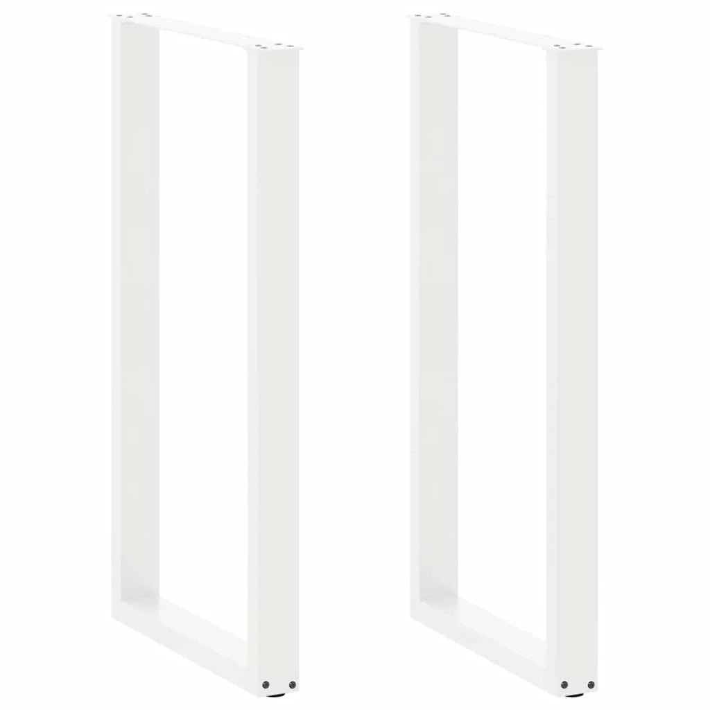 Set di 2 gambe robuste per tavolo da bar a forma di U con piedini regolabili 60 x 110 cm acciaio bianco 02_0057489
