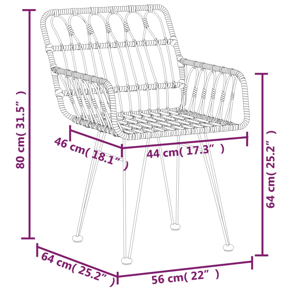 Set da Pranzo da Giardino 3 pz in Polyrattan cod mxl 35565