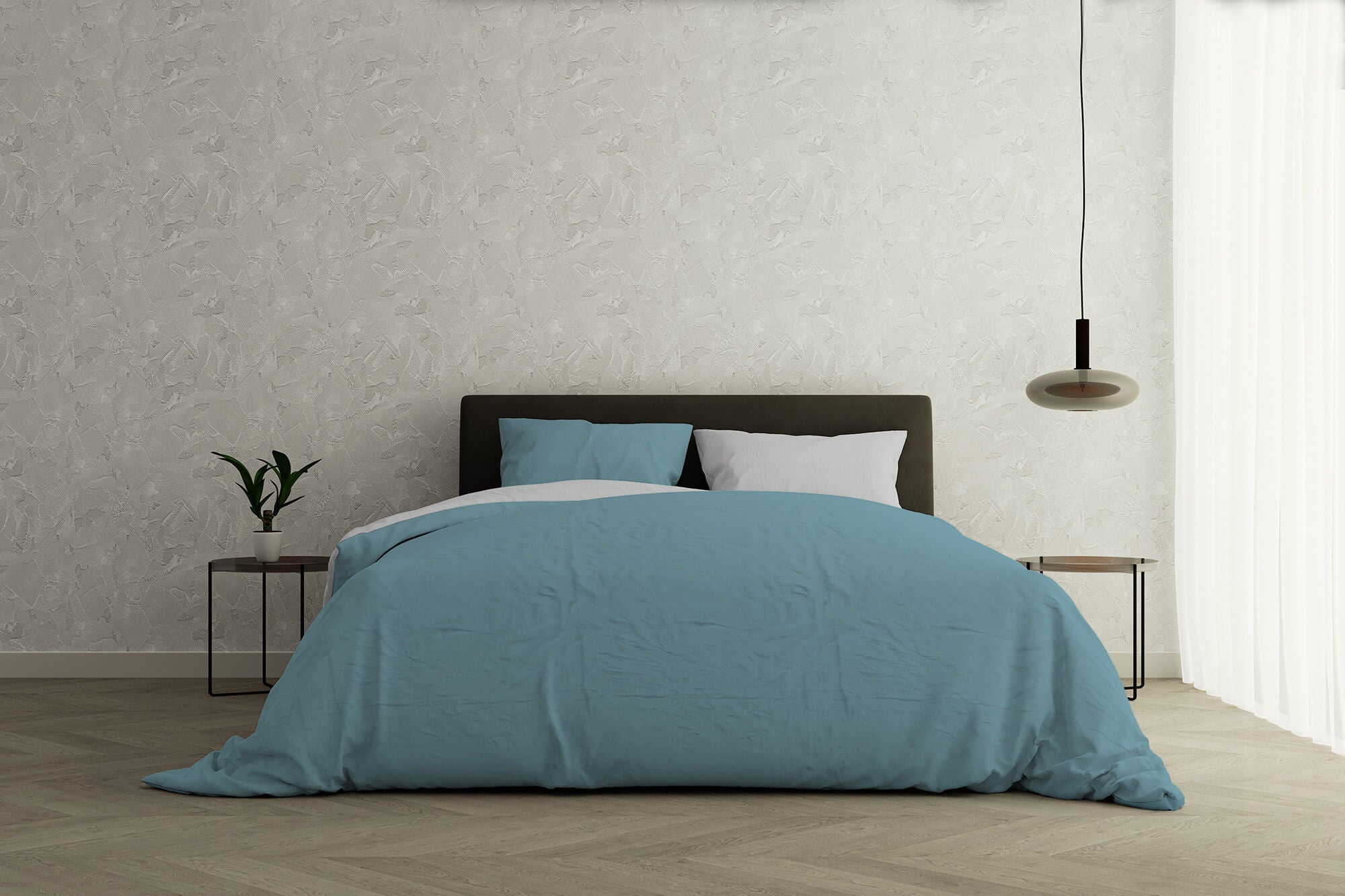 Copripiumino Singolo con Sacco e Federe Doubleface Ottanio/Grigio Chiaro