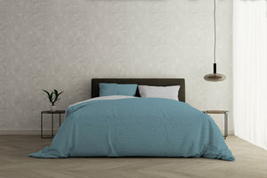 Copripiumino Singolo con Sacco e Federe Doubleface Ottanio/Grigio Chiaro