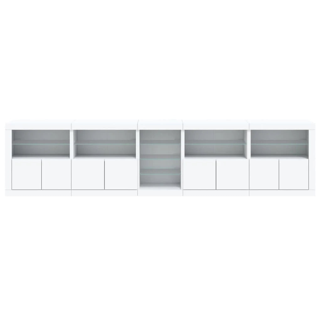 Buffet credenza cassettiera armadio mobile contenitore organizer per cucina soggiorno salotto con luci LED 283 x 37 x 67 cm bianco 02_0029847