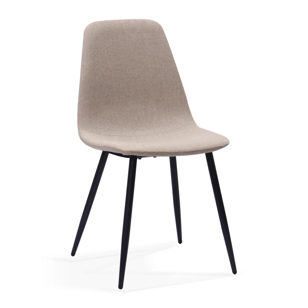 Sedia da Pranzo Set da 2 con Design Minimalista Nordico per Sala da Pranzo in Tessuto e Metallo Bianco