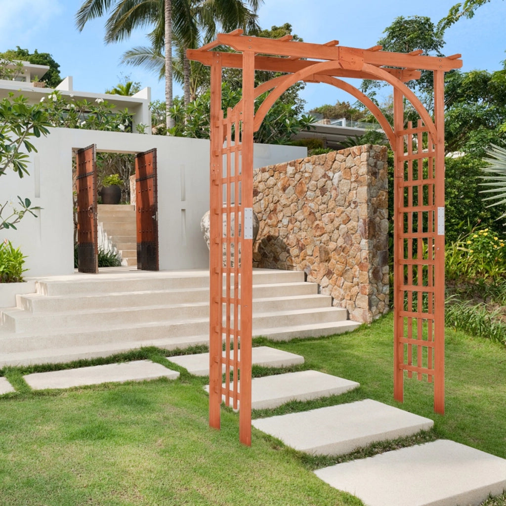Arco di legno massiccio per piante rampicanti, Pergola  elegante per la decorazione del giardino per matrimoni-Decorazioni da giardino