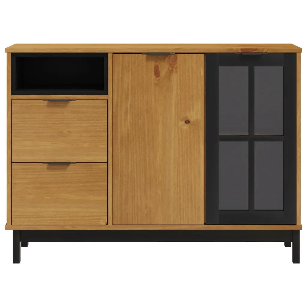 Credenza | Madia | Buffet da pranzo | Armadio da pranzo FLAM 110x40x80 cm Anta in Vetro Massello di Pino
