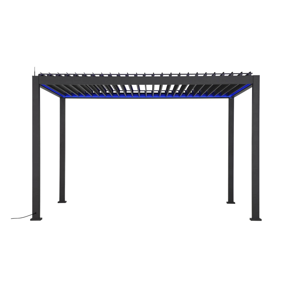 Pergola bioclimatica elettrica 3x4m in alluminio con illuminazione a