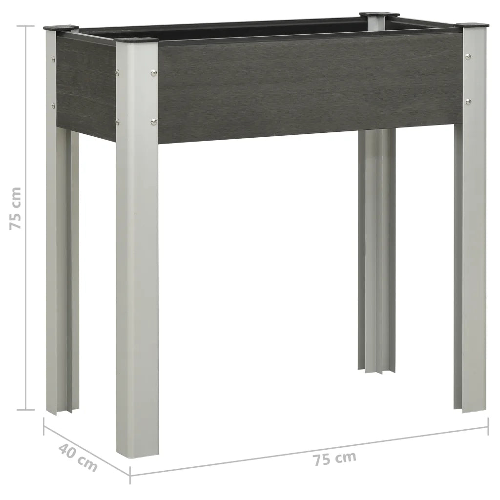 Fioriera Rialzata da Giardino-Vaso da Esterno-Fioriera Elevata 75x40x75 cm in WPC Grigio