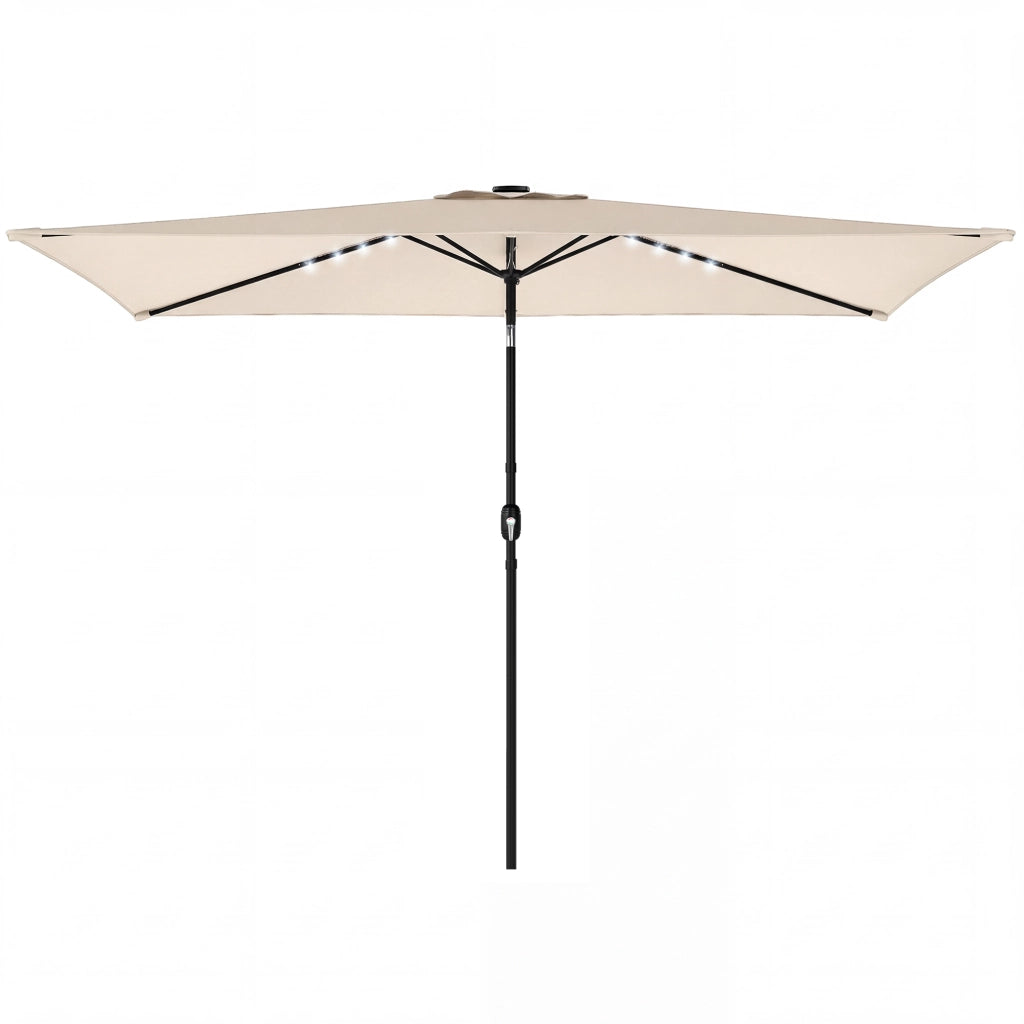 Ombrellone da Giardino con Luci LED Solari ¨C zephmum ¨C Crema 2.9x2.5 m
