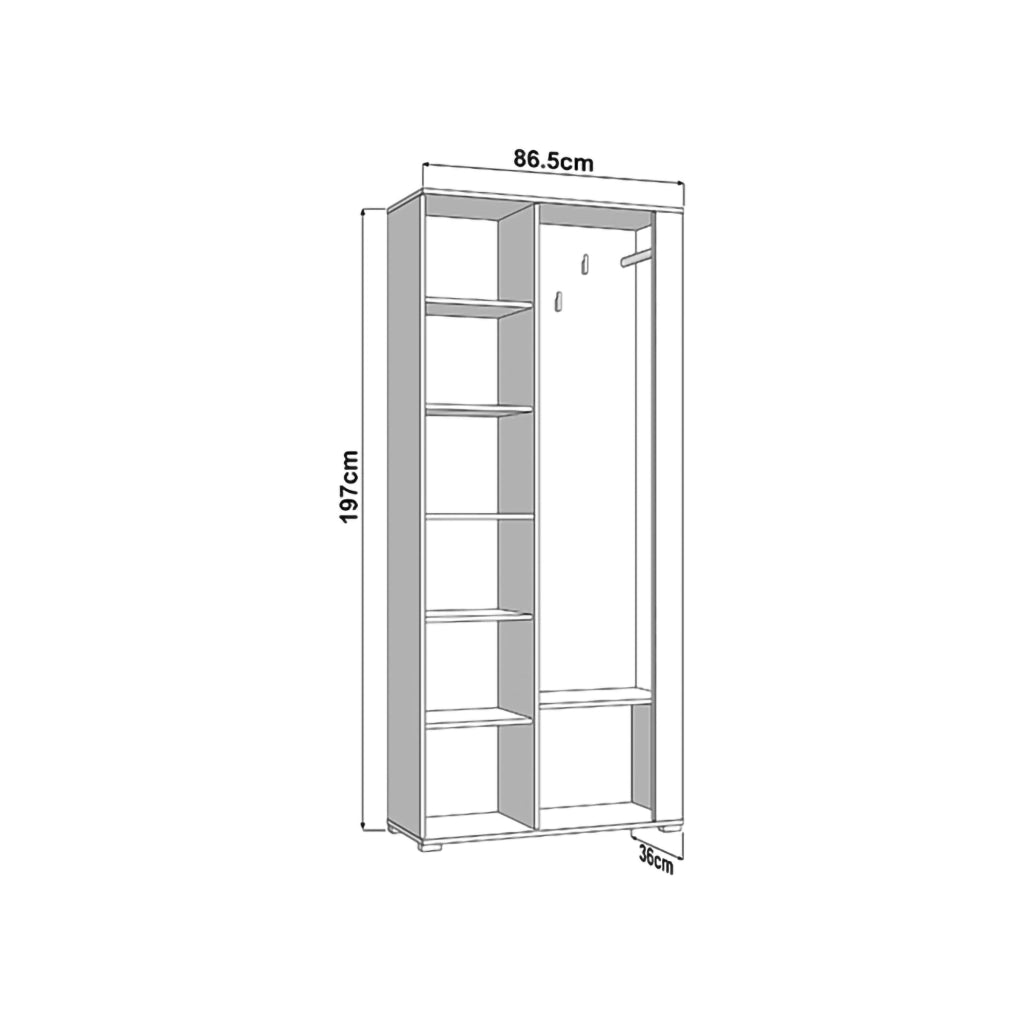 Vique, Mobile da Ingresso Specchio Incluso, 87x36x197h cm Bianco Crema