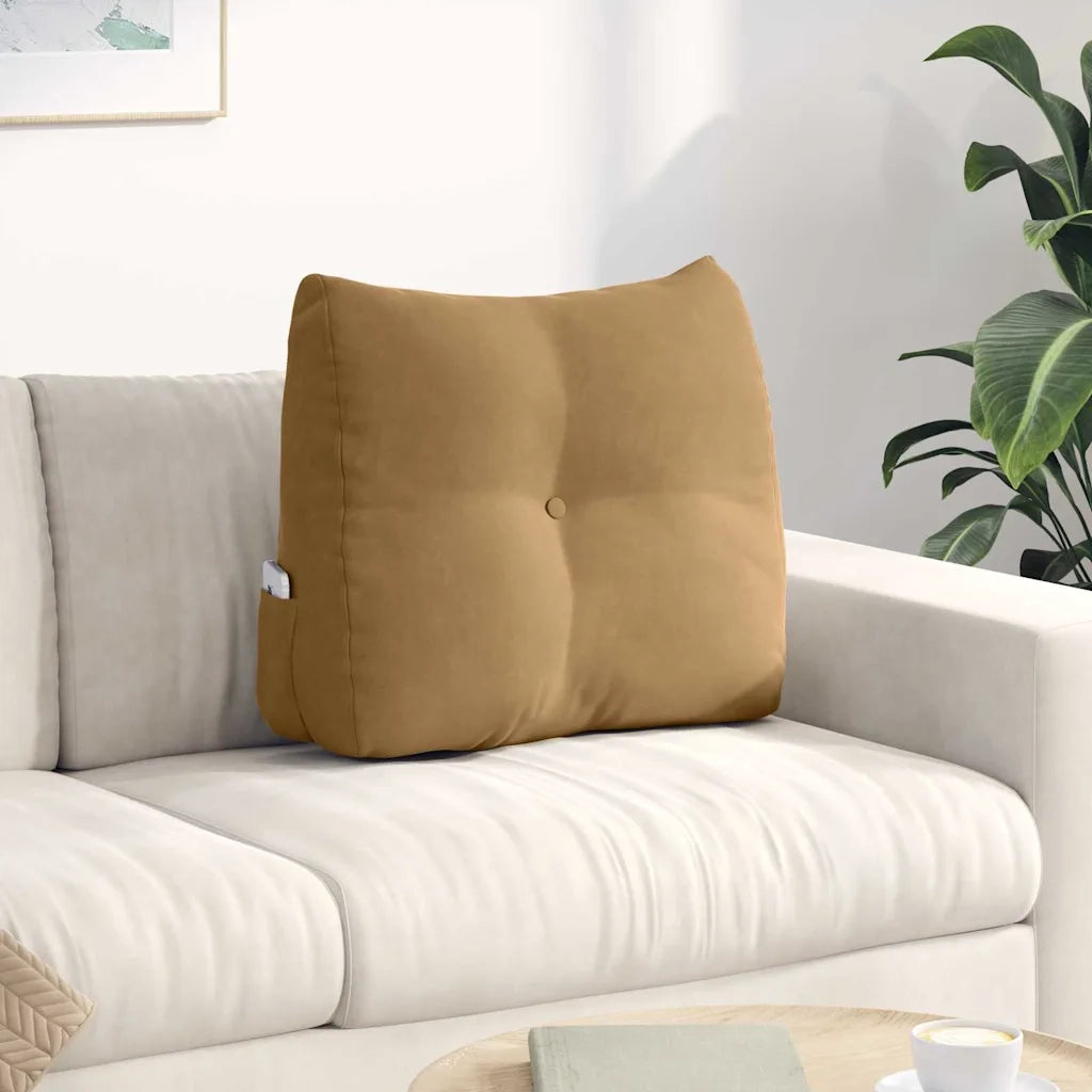 Cuscino per Schiena Marrone 60 x 24 x 50 cm Velluto 42014408
