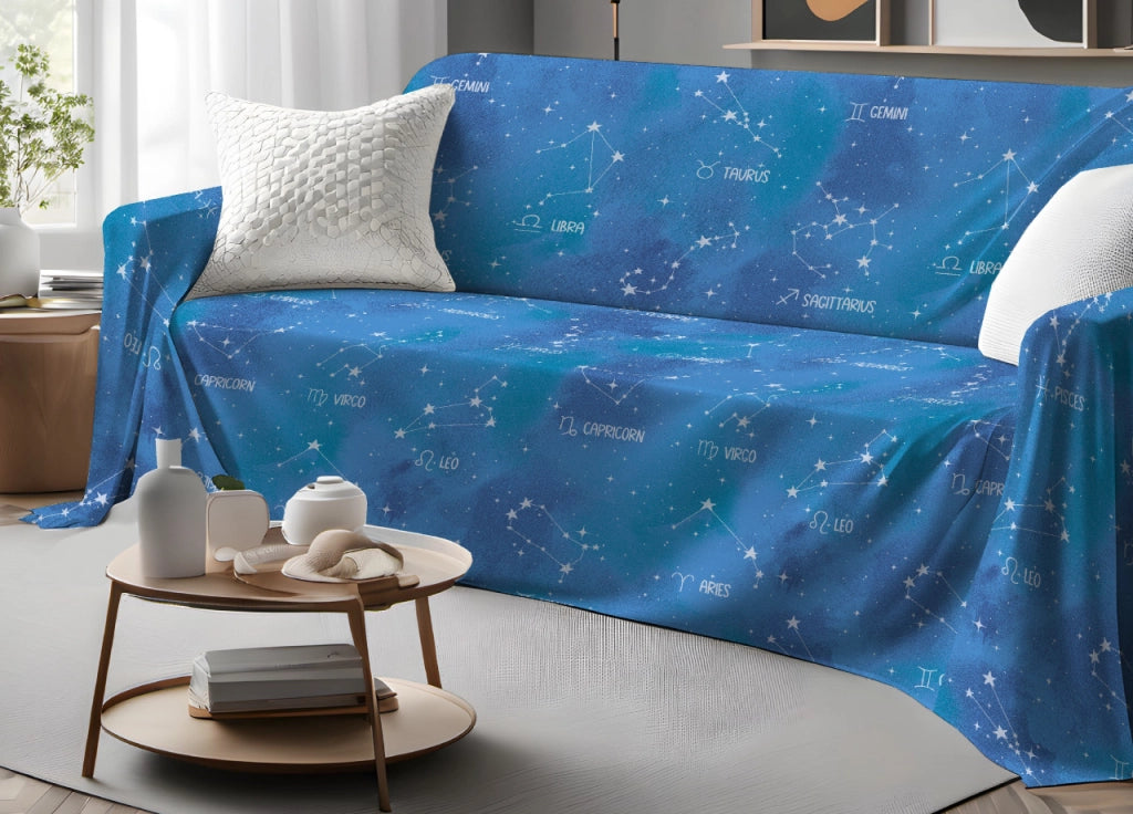 Telo Arredo Granfoulard Copritutto Salvadivano 100% Cotone Dis. Zodiaco - Matrimoniale - Zodiaco