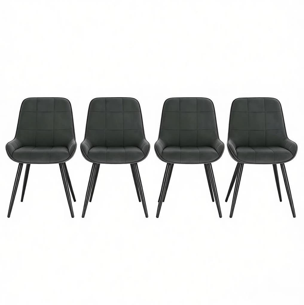 Set di 4 sedie da pranzo in velluto grigio scuro