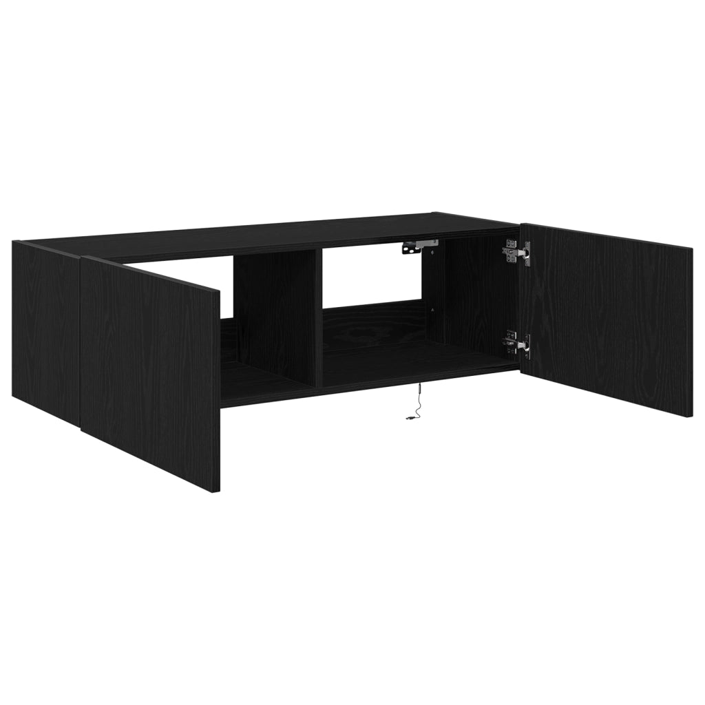 Mobile TV  con luci LED Nero Rovere 100x35x31 cm