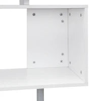 Scrivania Moderna, Angolare e Girevole con Libreria, Tavolo da Pranzo in Truciolato Bianco, 140x120x78 cm
