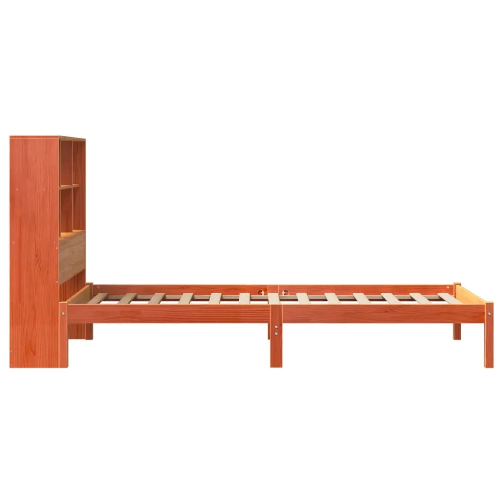 Letto Libreria senza Materasso Marrone Cera 75x190 cm in Pino
