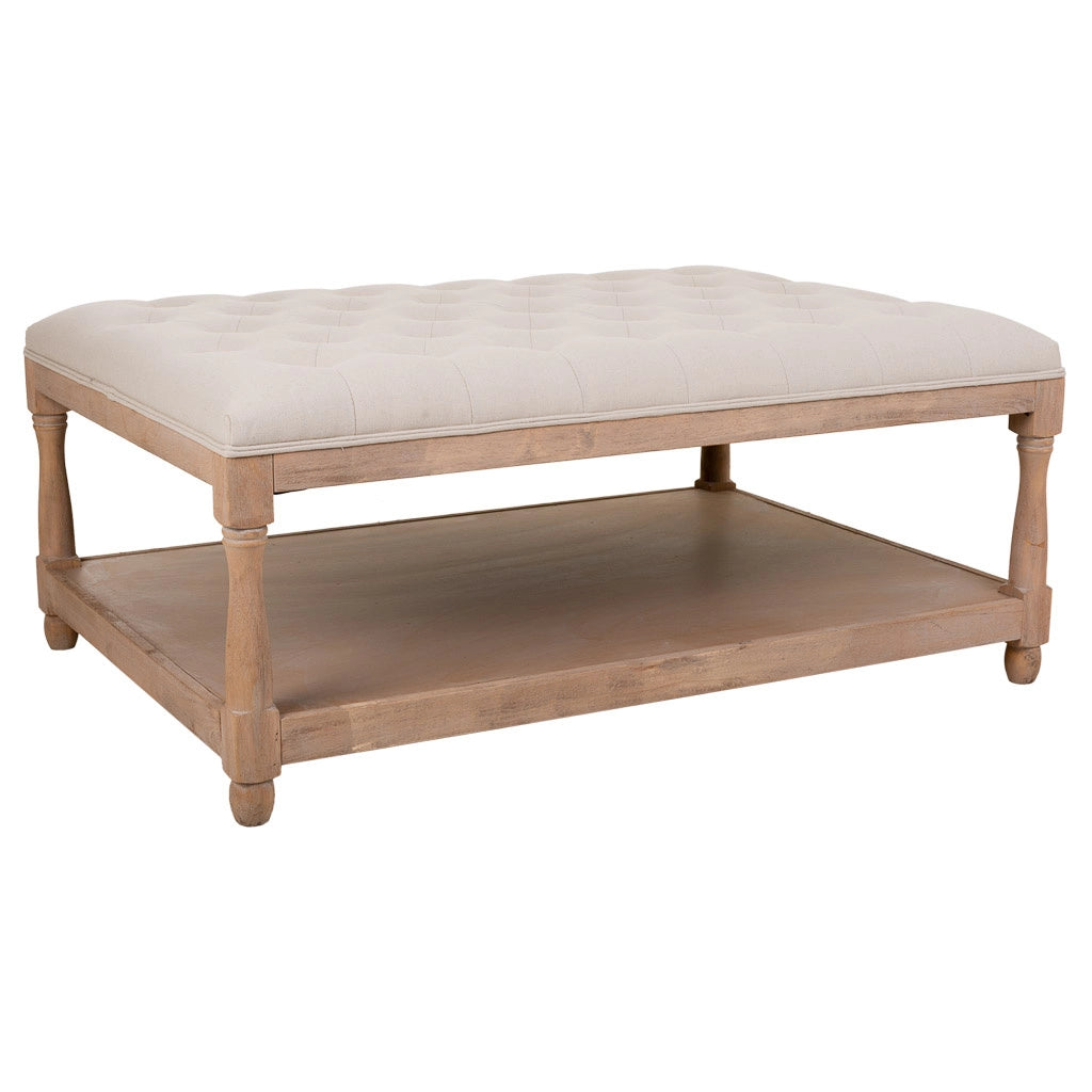 Sgabello imbottita in legno panna 110x78x48h