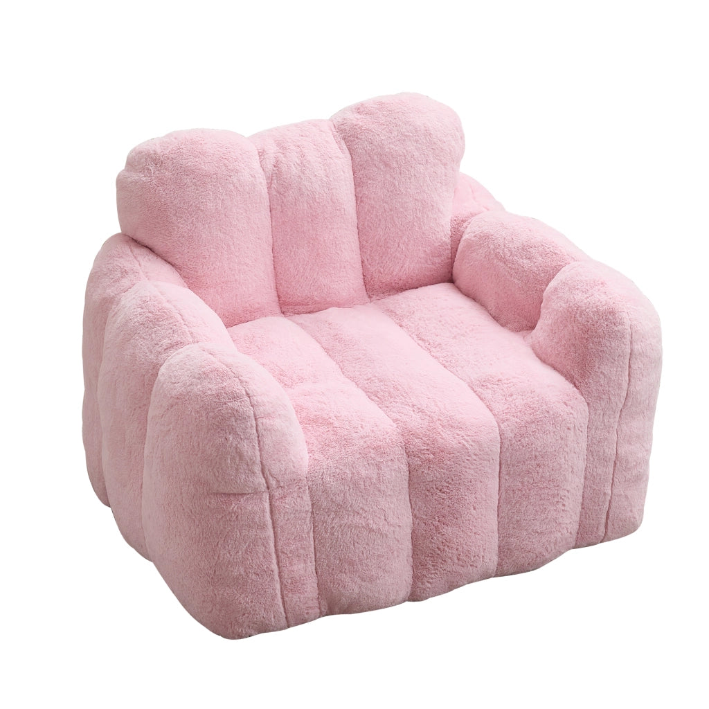 POUF a forma di loto in tessuto effetto peluche Rosa