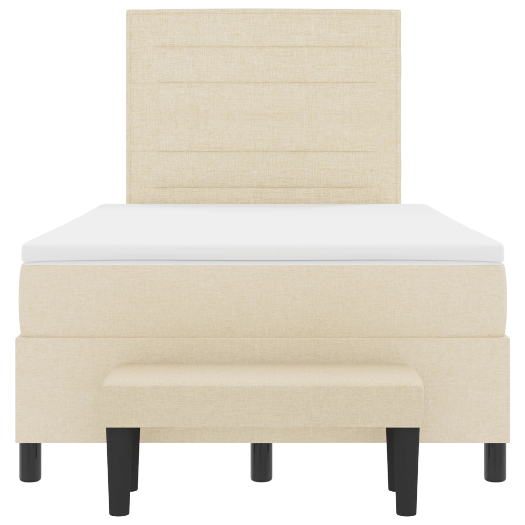 Letto con Box Spring e Materasso Crema 120x200 cm Tessuto
