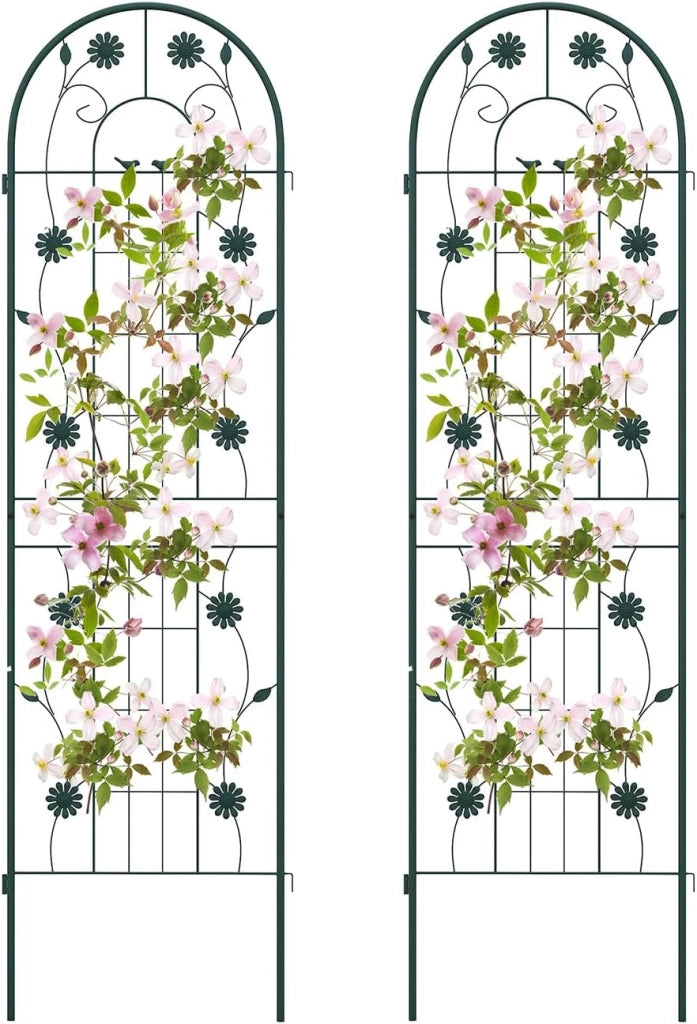 Grigliati per Rampicanti, Set da 2 Supporti Rampicanti 180 x 50 cm in Metallo, Griglie per Tralicci per Piante Tralicci a Incastro,Decorazione Esterna per Giardino, Cortile, Patio (Verde)