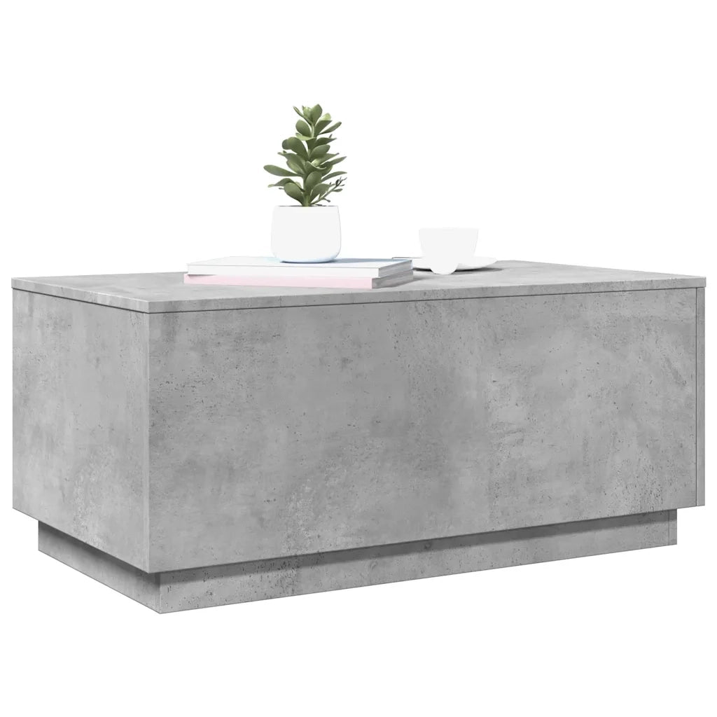 Tavolino da salotto | Tavolino da caff¨¨ | Tavolino da Soggiorno con Luci LED Grigio Cemento 90x50x40 cm