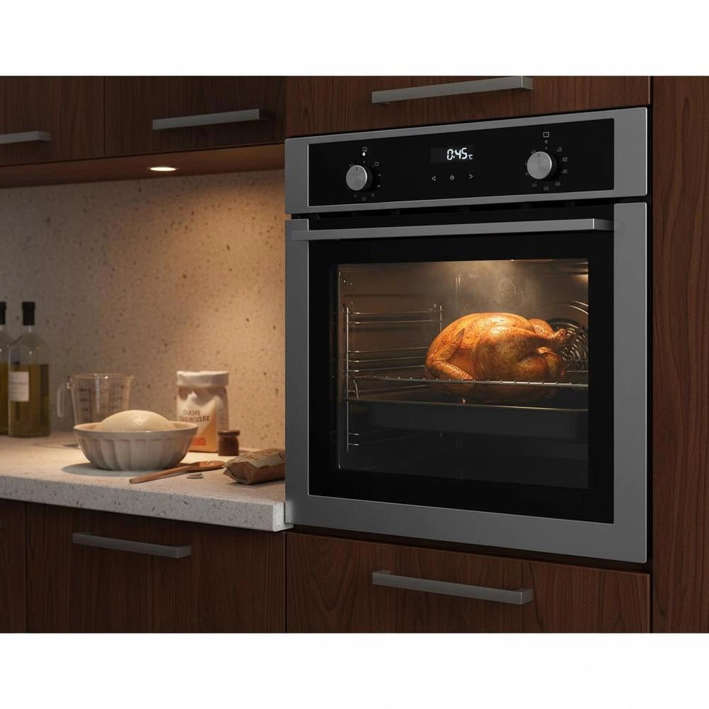 Single Wall Oven, 24" Electric Built-in Wall Oven With 9 Cooking Functions, 2.68 Cubic Feet Electric Wall Oven, Fast Heating To 200°C In 5 Min., 3550 W Electric Oven With Baking Rack And Baking Tray, Kitchen