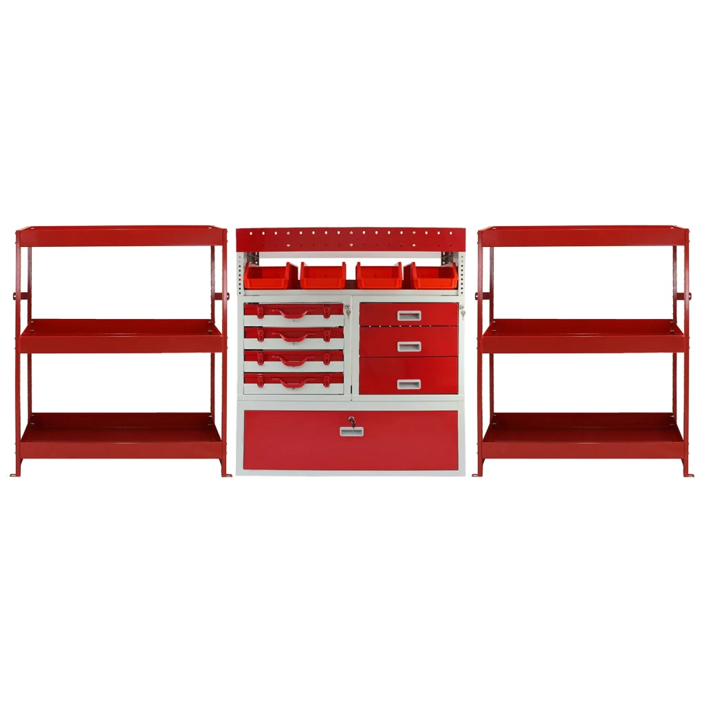 Pacchetto Flame con 1 Scaffale con Cassetti e 2 Scaffali con Mensole per Furgone