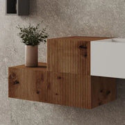 Cassetto sospeso 40 cm rovere naturale con anta cannettata Tevere